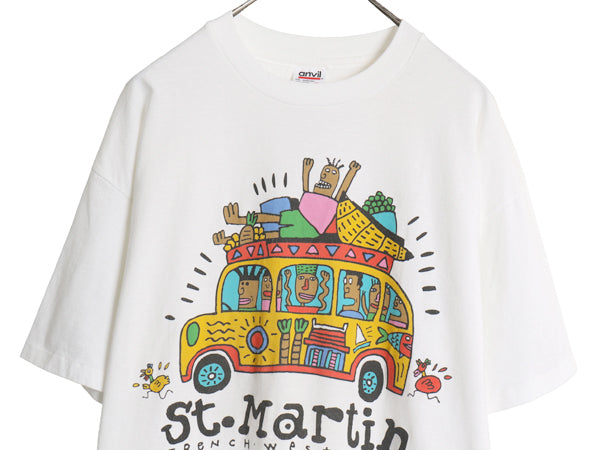 90s USA製 アート イラスト プリント Tシャツ メンズ XL 古着 オールド ポップ グラフィック シングルステッチ スーベニア 大きいサイズ 白
