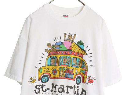 90s USA製 アート イラスト プリント Tシャツ メンズ XL 古着 オールド ポップ グラフィック シングルステッチ スーベニア 大きいサイズ 白