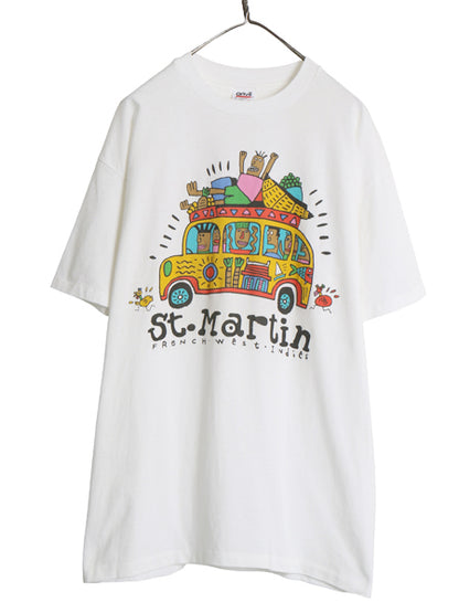 90s USA製 アート イラスト プリント Tシャツ メンズ XL 古着 オールド ポップ グラフィック シングルステッチ スーベニア 大きいサイズ 白
