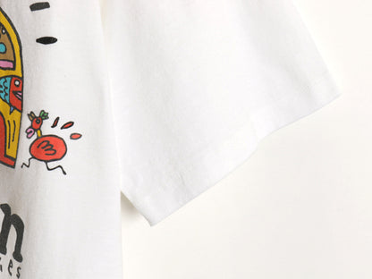 90s USA製 アート イラスト プリント Tシャツ メンズ XL 古着 オールド ポップ グラフィック シングルステッチ スーベニア 大きいサイズ 白