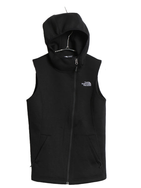 ノースフェイス フルジップ ソフトシェル パーカー ベスト レディース S 古着 アウトドア スムース ジャージ ストレッチ 重ね着 前開き 黒