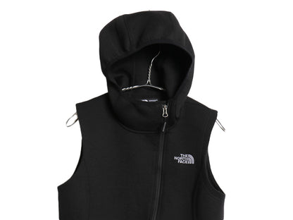 ノースフェイス フルジップ ソフトシェル パーカー ベスト レディース S 古着 アウトドア スムース ジャージ ストレッチ 重ね着 前開き 黒