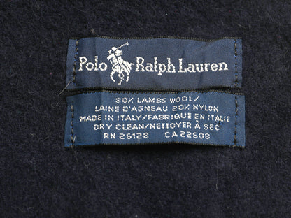 90s イタリア製 ダブルポニー ポロ ラルフローレン マフラー メンズ レディース 古着 オールド リバーシブル フリンジ付き ウール ツートン