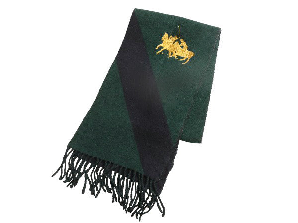 90s イタリア製 ダブルポニー ポロ ラルフローレン マフラー メンズ レディース 古着 オールド リバーシブル フリンジ付き ウール ツートン