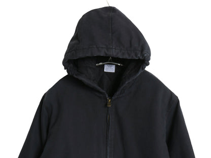 US企画 カーハート アクティブ ジャケット キッズ XL レディース M 程 古着 ワーク ダック フード パーカー 中綿 キルティング ライナー 黒