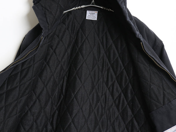 US企画 カーハート アクティブ ジャケット キッズ XL レディース M 程 古着 ワーク ダック フード パーカー 中綿 キルティング ライナー 黒