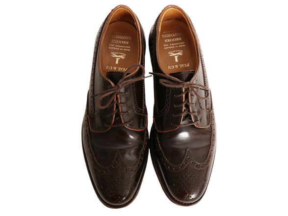 英国製 ★ ブルックスブラザーズ PEAL&CO ウイングチップ シューズ US 7 1/2 25.5cm / クロケット&ジョーンズ レザー 革靴 フルブローグ 茶