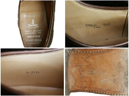 英国製 ★ ブルックスブラザーズ PEAL&CO ウイングチップ シューズ US 7 1/2 25.5cm / クロケット&ジョーンズ レザー 革靴 フルブローグ 茶