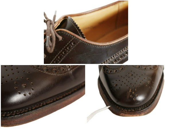 英国製 ★ ブルックスブラザーズ PEAL&CO ウイングチップ シューズ US 7 1/2 25.5cm / クロケット&ジョーンズ レザー 革靴 フルブローグ 茶