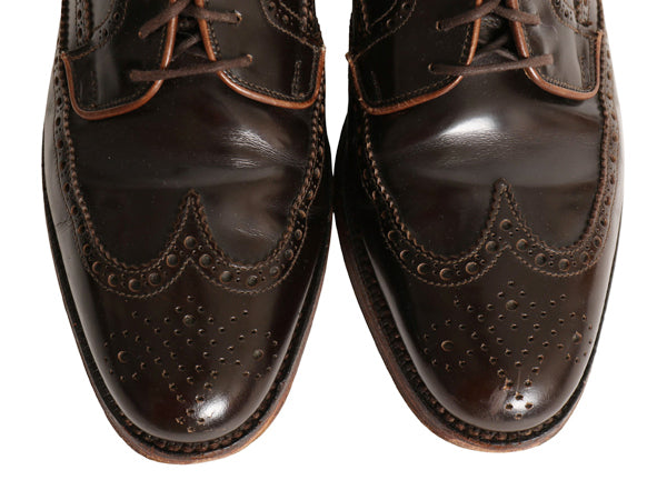 英国製 ★ ブルックスブラザーズ PEAL&CO ウイングチップ シューズ US 7 1/2 25.5cm / クロケット&ジョーンズ レザー 革靴 フルブローグ 茶