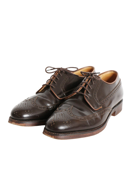 英国製 ★ ブルックスブラザーズ PEAL&CO ウイングチップ シューズ US 7 1/2 25.5cm / クロケット&ジョーンズ レザー 革靴 フルブローグ 茶