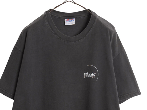 00s ★ got art 企業 パロディ イラスト プリント Tシャツ メンズ L / オールド  企業物 グラフィック ヘビーウェイト モノトーン ブラック