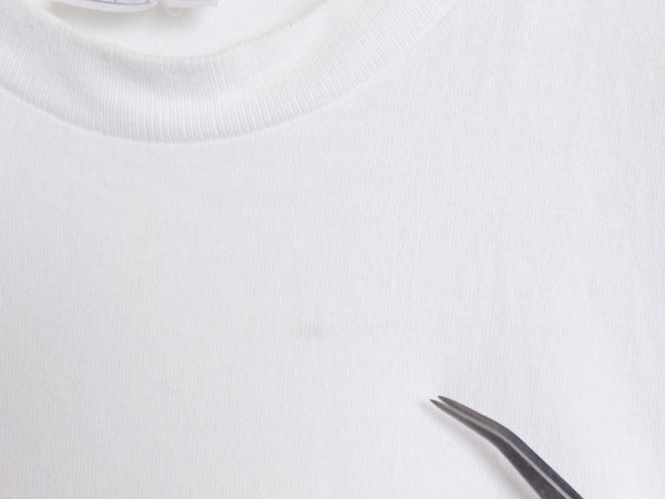 90s USA製 ナイキ ワンポイント 刺繍 Tシャツ メンズ L オールド ヘビーウェイト コットン スウッシュ 星 地球儀 シンプル クルーネック 白