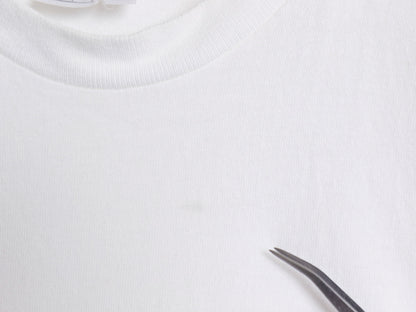 90s USA製 ナイキ ワンポイント 刺繍 Tシャツ メンズ L オールド ヘビーウェイト コットン スウッシュ 星 地球儀 シンプル クルーネック 白