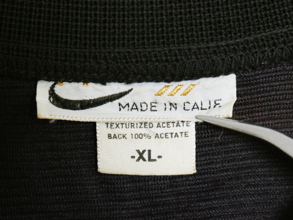60s 70s USA製 ★ レーヨン 半袖 ニット シャツ メンズ XL 古着 ヴィンテージ パネル 総柄 デザイン 黒 モノトーン ロカビリー イタリアン