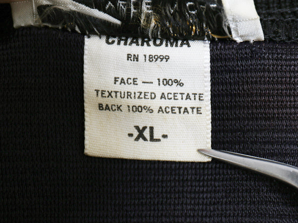 60s 70s USA製 ★ レーヨン 半袖 ニット シャツ メンズ XL 古着 ヴィンテージ パネル 総柄 デザイン 黒 モノトーン ロカビリー イタリアン