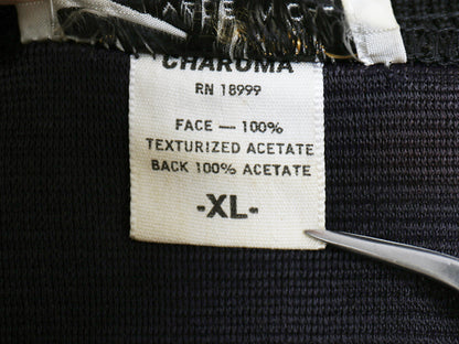 60s 70s USA製 ★ レーヨン 半袖 ニット シャツ メンズ XL 古着 ヴィンテージ パネル 総柄 デザイン 黒 モノトーン ロカビリー イタリアン