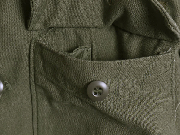 60s 米軍実物 US ARMY コットン サテン ユーティリティ シャツ M / ヴィンテージ OG107 シャツ袖 2nd ミリタリー 軍物 ワッペン付き カーキ