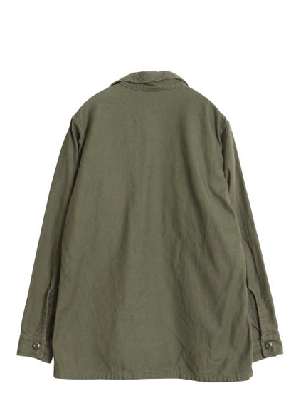 60s 米軍実物 US ARMY コットン サテン ユーティリティ シャツ M / ヴィンテージ OG107 シャツ袖 2nd ミリタリー 軍物 ワッペン付き カーキ