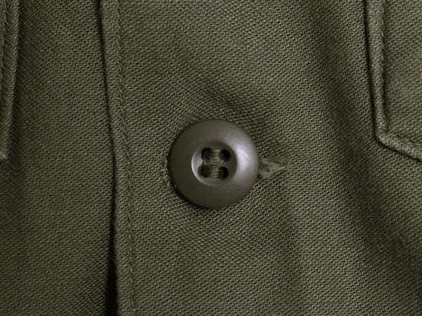 60s 米軍実物 US ARMY コットン サテン ユーティリティ シャツ M / ヴィンテージ OG107 シャツ袖 2nd ミリタリー 軍物 ワッペン付き カーキ