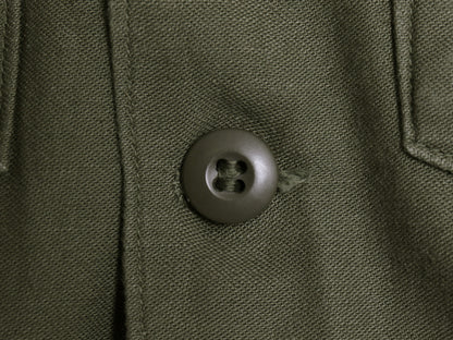 60s 米軍実物 US ARMY コットン サテン ユーティリティ シャツ M / ヴィンテージ OG107 シャツ袖 2nd ミリタリー 軍物 ワッペン付き カーキ