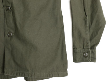 60s 米軍実物 US ARMY コットン サテン ユーティリティ シャツ M / ヴィンテージ OG107 シャツ袖 2nd ミリタリー 軍物 ワッペン付き カーキ
