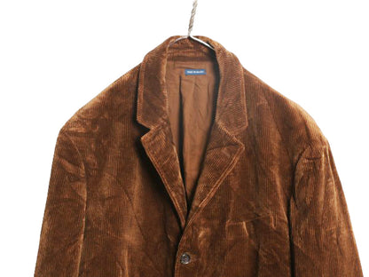 90s ポロ ラルフローレン 太畝 コーデュロイ テーラード ジャケット メンズ XL 古着 オールド ブレザー シンプル トラッド 大きいサイズ 茶