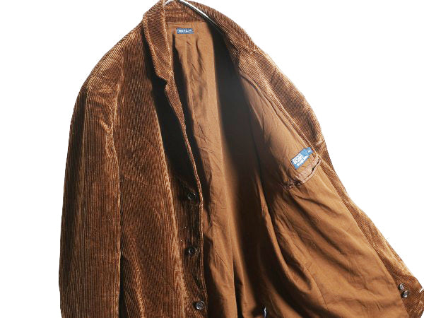 90s ポロ ラルフローレン 太畝 コーデュロイ テーラード ジャケット メンズ XL 古着 オールド ブレザー シンプル トラッド 大きいサイズ 茶