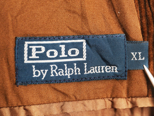 90s ポロ ラルフローレン 太畝 コーデュロイ テーラード ジャケット メンズ XL 古着 オールド ブレザー シンプル トラッド 大きいサイズ 茶
