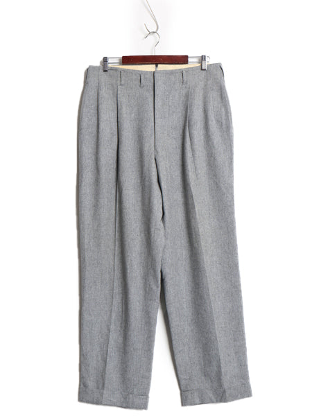 50s 60s ★ ウール スラックス パンツ メンズ 実寸 メンズ 33 32 / ヴィンテージ 2タック ストレート ドレス 裾ダブル トラウザー TALON 灰