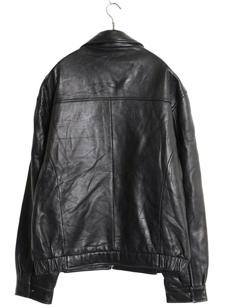 00s ハサウェイ 本革 レザー スイングトップ ジャケット メンズ L 古着 オールド 革ジャン 中綿 シングル ライダース ジャンパー ブラック