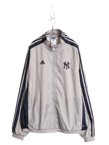 00s ヤンキース ナイロン トラック ジャケットメンズ XL / MLB オフィシャル アディダス フルジップ ウィンドブレーカー 野球 大きいサイズ