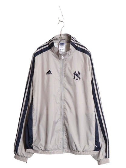 00s ヤンキース ナイロン トラック ジャケットメンズ XL / MLB オフィシャル アディダス フルジップ ウィンドブレーカー 野球 大きいサイズ