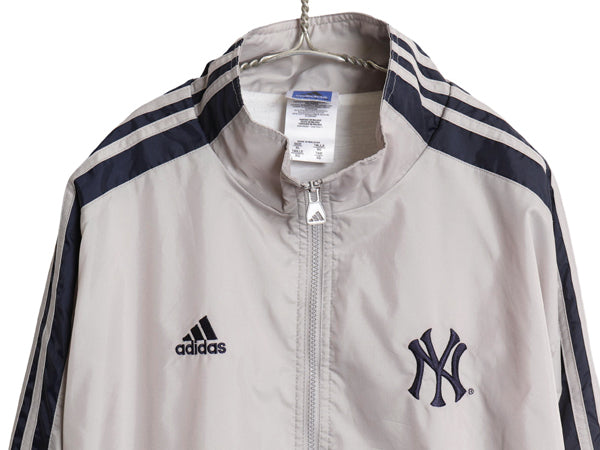 00s ヤンキース ナイロン トラック ジャケットメンズ XL / MLB オフィシャル アディダス フルジップ ウィンドブレーカー 野球 大きいサイズ