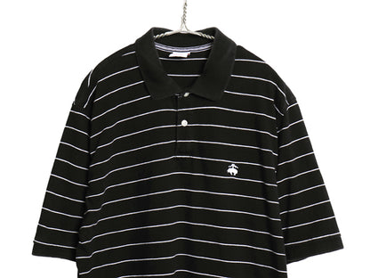 ブルックスブラザーズ ボーダー 半袖 ポロシャツ メンズ XL 半袖シャツ ワンポイント カットソー スムース コットン 大きいサイズ ブラック