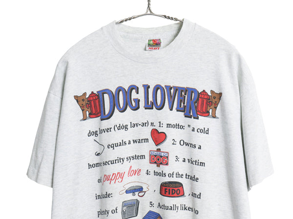 90s USA製 ドッグ ジョーク メッセージ イラスト プリント 半袖 Tシャツ メンズ XL / オールド シングルステッチ 犬 アニマル 大きいサイズ