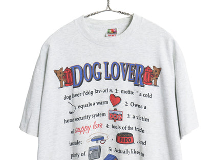 90s USA製 ドッグ ジョーク メッセージ イラスト プリント 半袖 Tシャツ メンズ XL / オールド シングルステッチ 犬 アニマル 大きいサイズ