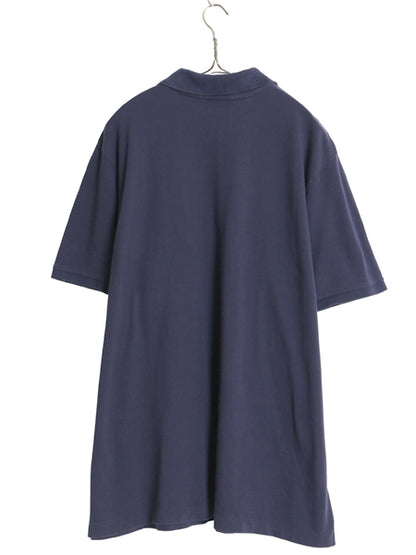 90s ローレン ラルフローレン 鹿の子 半袖 ポロシャツ レディース XXXL オールド ワンポイント ロゴ 半袖シャツ ボックス 大きいサイズ 紺