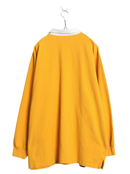 90s ポロ ラルフローレン ストライプ 長袖 ラガーシャツ メンズ XL / オールド ラグビー 長袖シャツ ポロシャツ カットソー 大きいサイズ