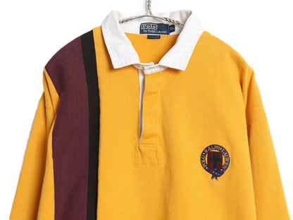 90s ポロ ラルフローレン ストライプ 長袖 ラガーシャツ メンズ XL / オールド ラグビー 長袖シャツ ポロシャツ カットソー 大きいサイズ