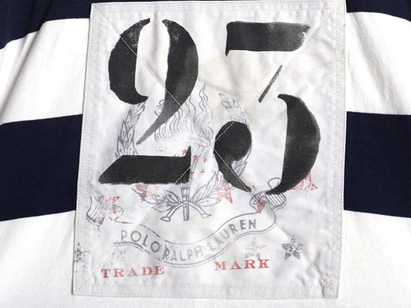 90s ポロ ラルフローレン ボーダー 長袖 ラガーシャツ メンズ M 古着 ラグビー 長袖シャツ ポロシャツ カットソー ナンバリング ツートン