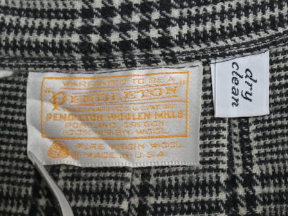  70s USA製 ペンドルトン ロング プリーツ スカート レディース S 程 古着 ヴィンテージ ウール チェック ミモレ丈 モノトーン フォーマル