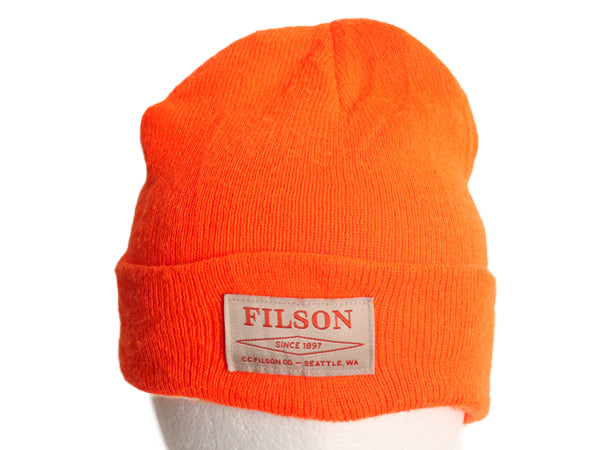 USA製 フィルソン ニット キャップ メンズ レディース フリーサイズ アクリル ニット帽 ビーニー ワッチ シンプル 防寒 蛍光 オレンジ 帽子