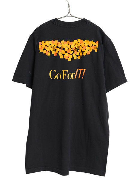 90s USA製 企業 両面 プリント Tシャツ メンズ L オールド 当時物 ヘビーウェイト イラスト グラフィック シングルステッチ カットソー 黒
