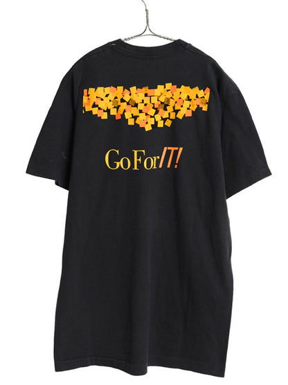 90s USA製 企業 両面 プリント Tシャツ メンズ L オールド 当時物 ヘビーウェイト イラスト グラフィック シングルステッチ カットソー 黒