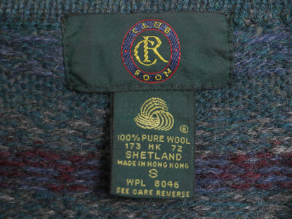 90s CLUB ROOM デザイン ニット セーター メンズ S / 古着 オールド シェットランド ウール ノルディック フェアアイル 総柄 メイシーズ 