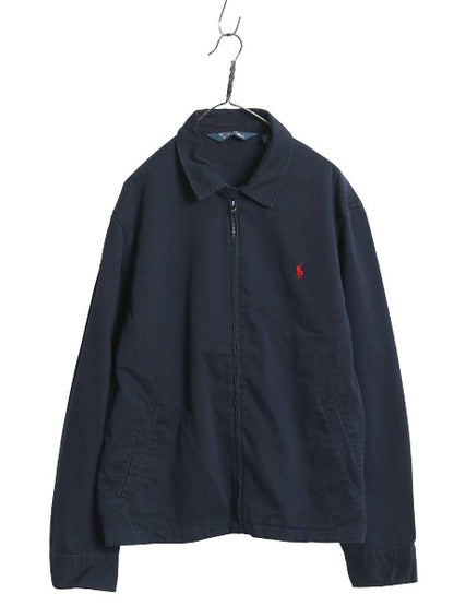 00s ポロ ラルフローレン スイングトップ ジャケット メンズ XL オールド フルジップ コットン ブルゾン ジャンパー 大きいサイズ ネイビー