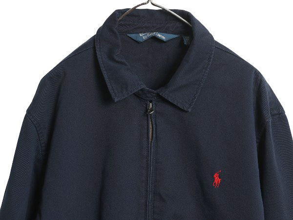 00s ポロ ラルフローレン スイングトップ ジャケット メンズ XL オールド フルジップ コットン ブルゾン ジャンパー 大きいサイズ ネイビー