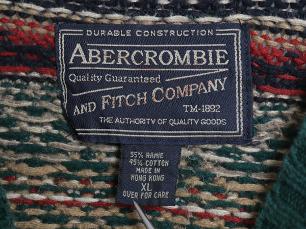 00s Abercrombie&Fitch ニット セーター メンズ XL 古着 オールド ラミー コットン Vネック 総柄 ノルディック フェアアイル 大きいサイズ