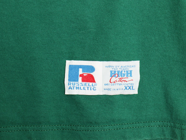 90s USA製 ラッセル ポケット付き 無地 半袖 Tシャツ メンズ XXL / オールド ヘビーウェイト コットン ポケT カットソー 大きいサイズ 緑